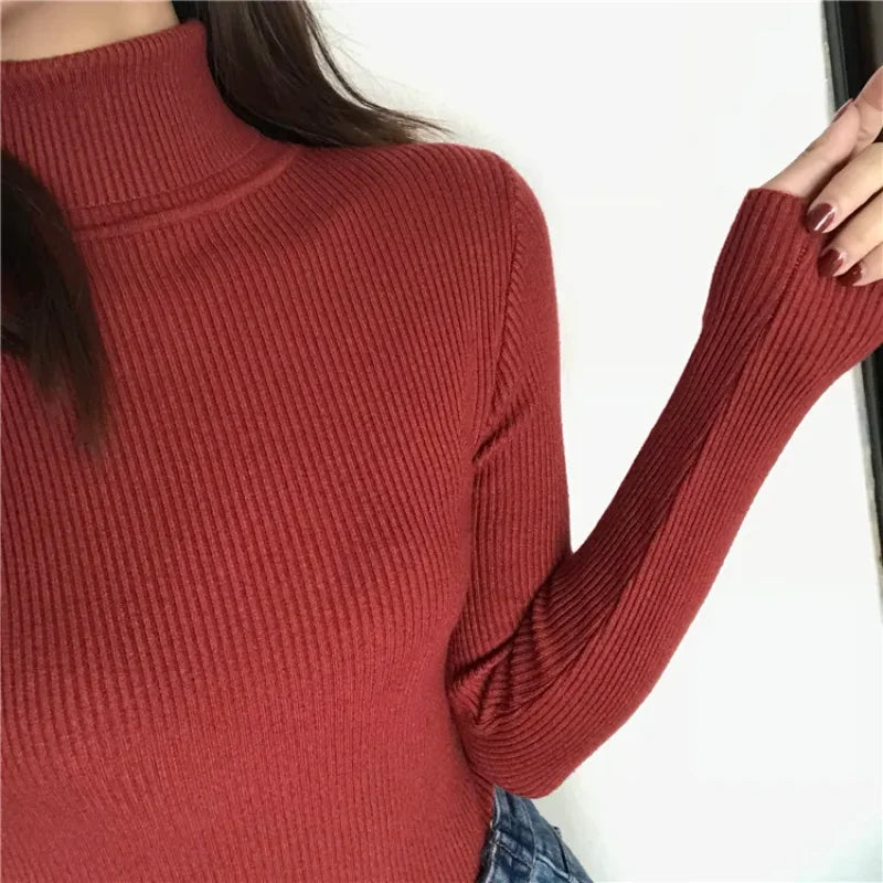 Women Turtleneck Sweater Knitted Soft Pullovers cashmere Jumpers Basic Solid Soft Sweaters Women Autumn Winter Casual Tops