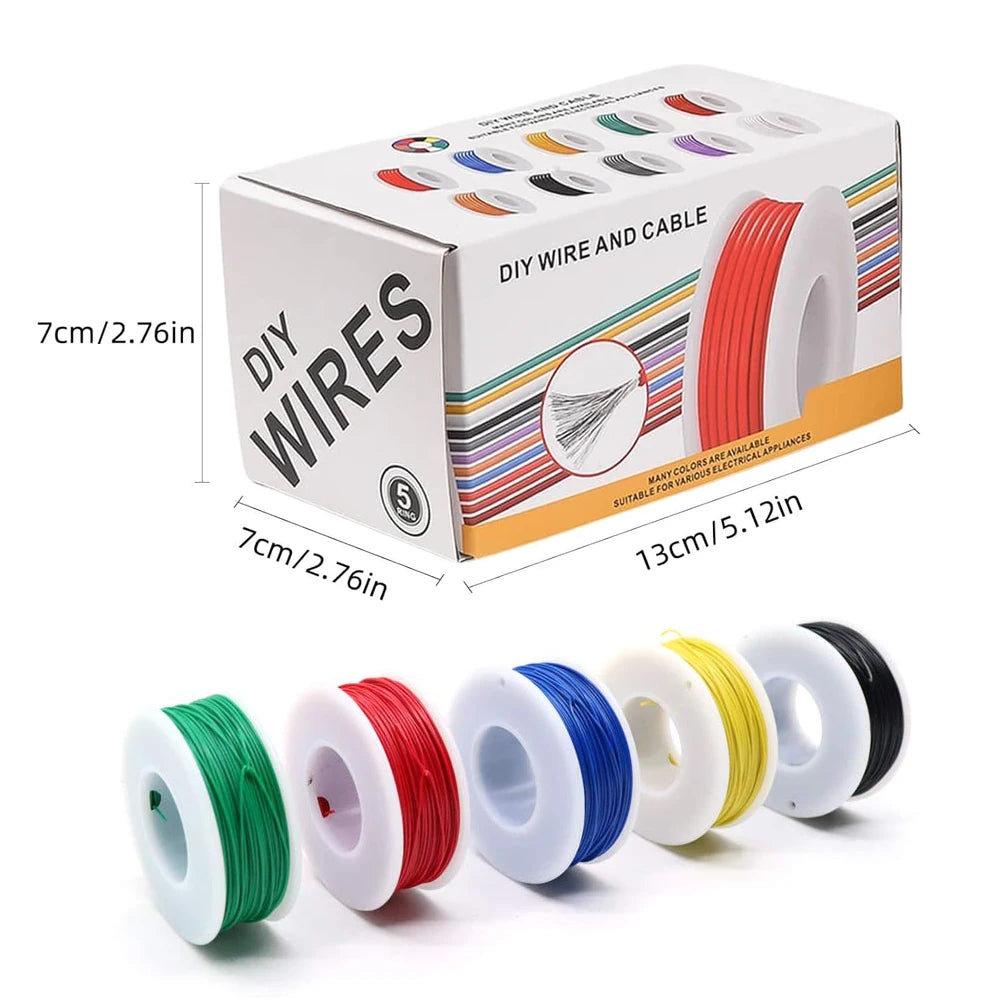 20-24AWG Electric Wire Flexible Silicone Wires 22 Gauge Stranded Tinned Copper Wire 5 Colors 16.4ft/5m Each or 32.8ft/10m Each - Shoppiline