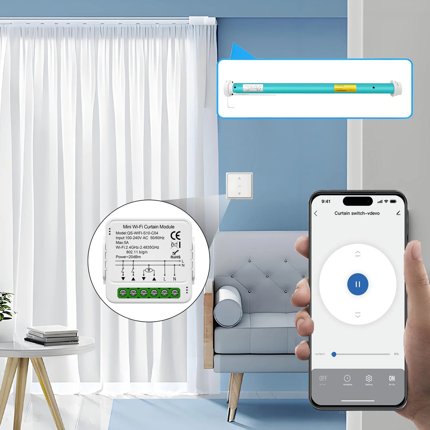 Module d'interrupteur intelligent Tuya WiFi Zigbee pour rideaux roulants, volets, moteur, contrôle par application, fonctionne avec Alexa Google Home Smart Life