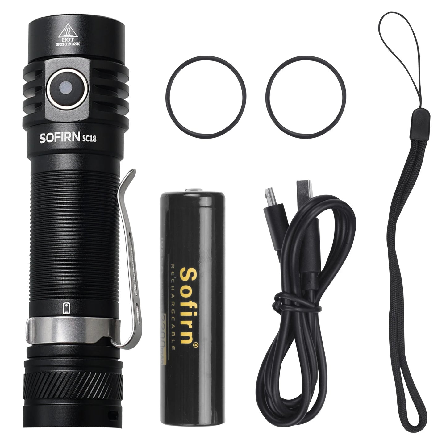 Sofirn SC18 1800lm EDC Flashlight USB C Rechargeable SST40 LED 18650 Torch TIR Optics Lens Lantern with Power Indicator - Shoppiline