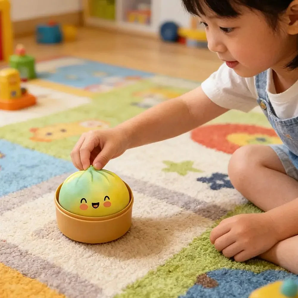 Realistic Giant Dumpling Squeeze Toy with Bamboo Steamer Soft TPR Dough Ball Decompression Fidget Toy Funny Creative Gift