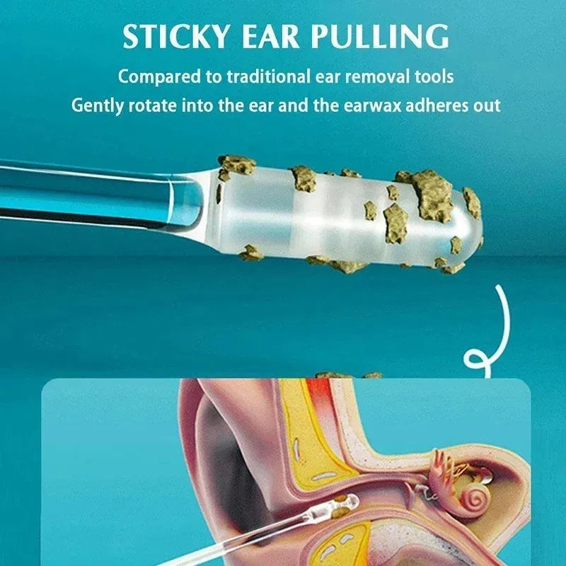 Sticky Ear Digger Tool Spiral Ear Wax Cleaner Soft Not Hurt Ear Pick Digging Spoon Safe Ear Cleaning Cotton Swabs