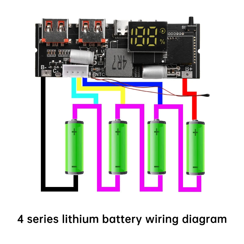 3S 4S 5S 65W 100W Power Bank Double C Port Two way Fast Charge Mobile Power Module 18650 Charging Temperature Protection - Shoppiline