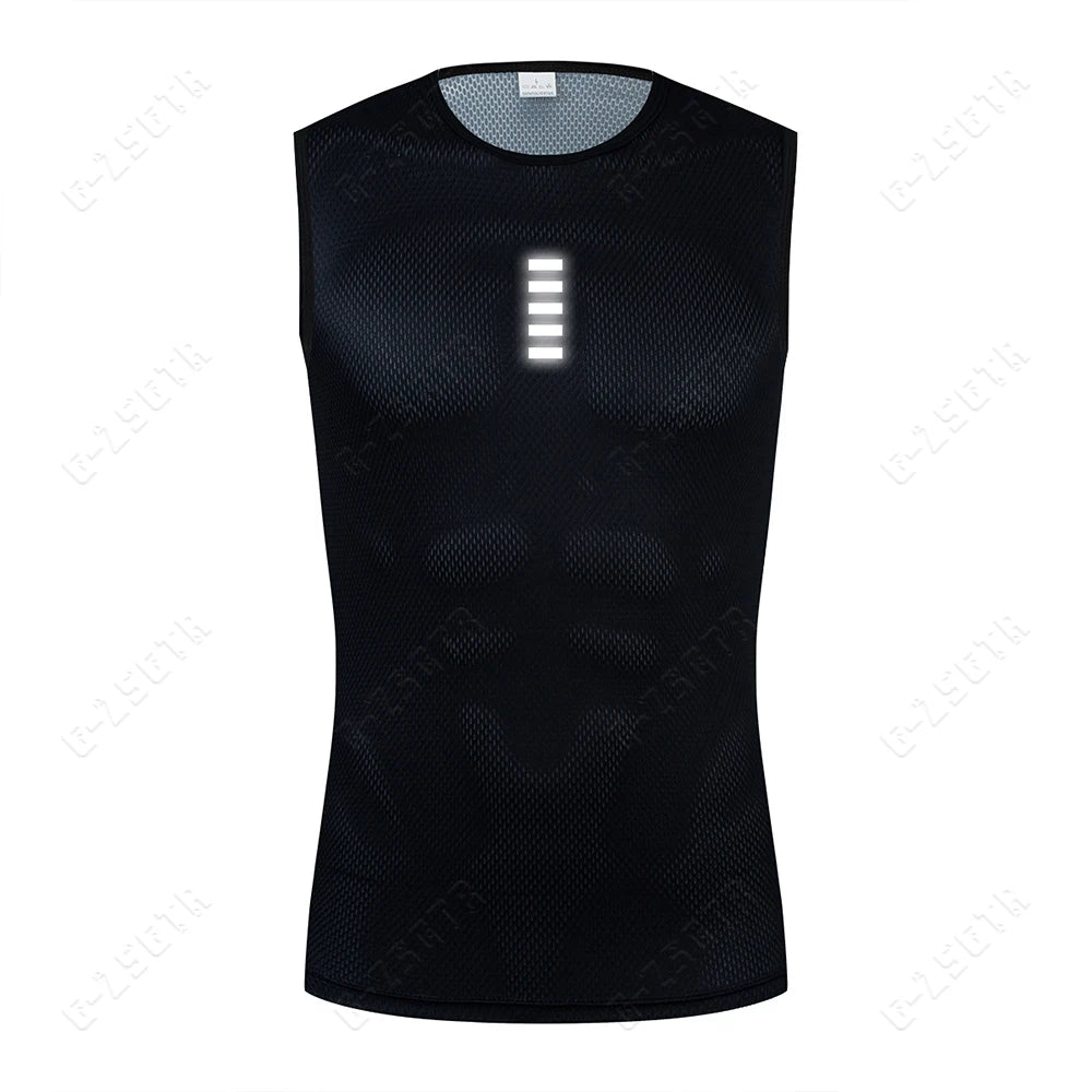 Cycling Base Layer Reflective Underwear White Cycling Jersey Sport Vest Men Undershirt Quick Dry Elastici Vest Road Bike Jersey