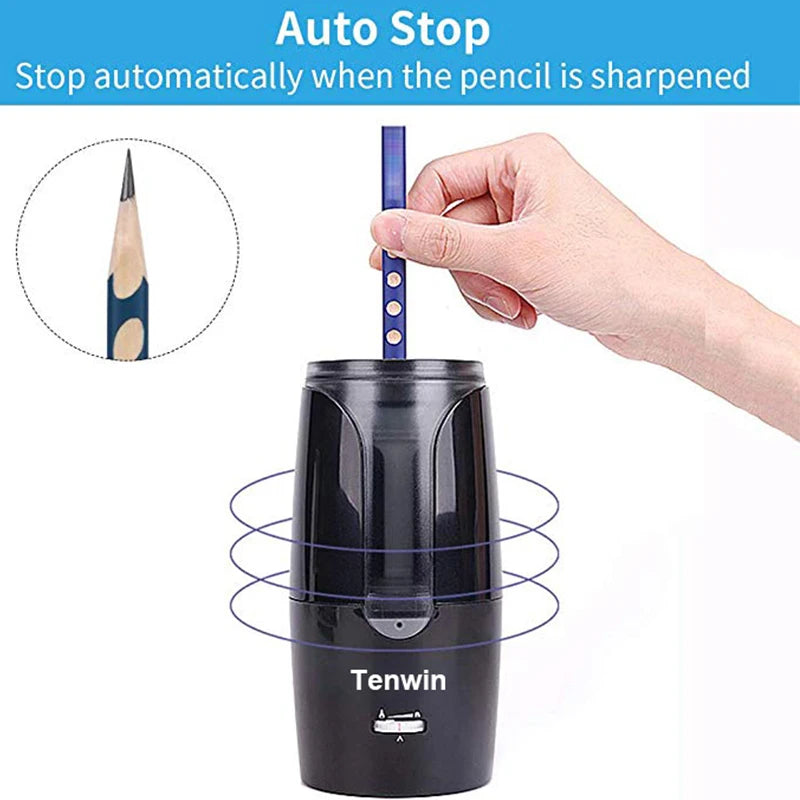 Tenwin Automatic Electric Pencil Sharpener For Colored Pencils Sharpen Mechanical Office School Supplies Stationery Free Ship - Shoppiline