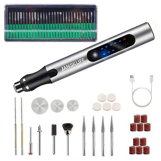 JANGKLIFE USB Cordless Rotary Tool Kit Woodworking Engraving Pen DIY Crafts Engraving Cordless Drill - Shoppiline