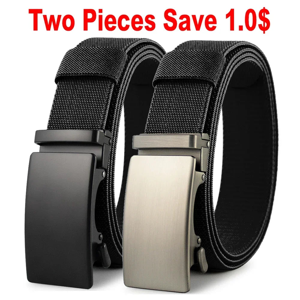 Nouvelle ceinture élastique de sport de golf, ceinture tactique, boucle automatique en métal, ceinture militaire en nylon extensible résistante pour hommes, grandes tailles 115-150CM