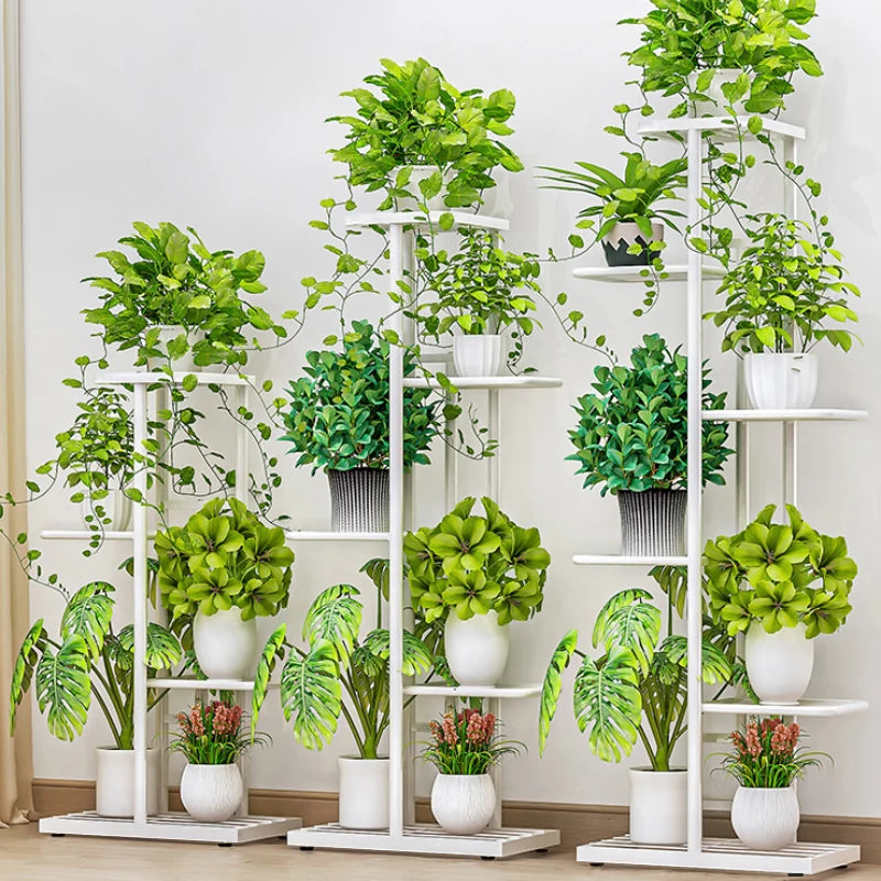 Cordlal Glänzender Blumenständer Eisen 6/7/8 Etagen Pflanzenhalter Ablageregal Topfregal Organizer Hausgarten-Dekoration