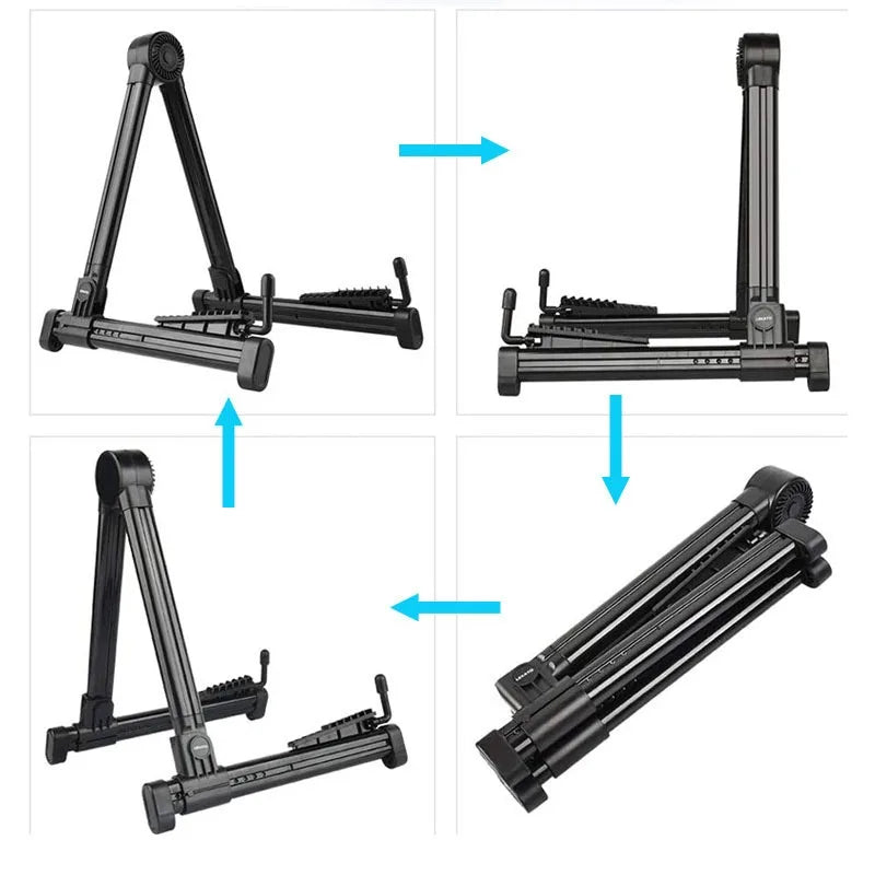 Adjustable Universal Guitar Stand - Foldable ABS/Silicpne Type A Iron Stool-style Guitar Stand Portable Folding Stand Carry