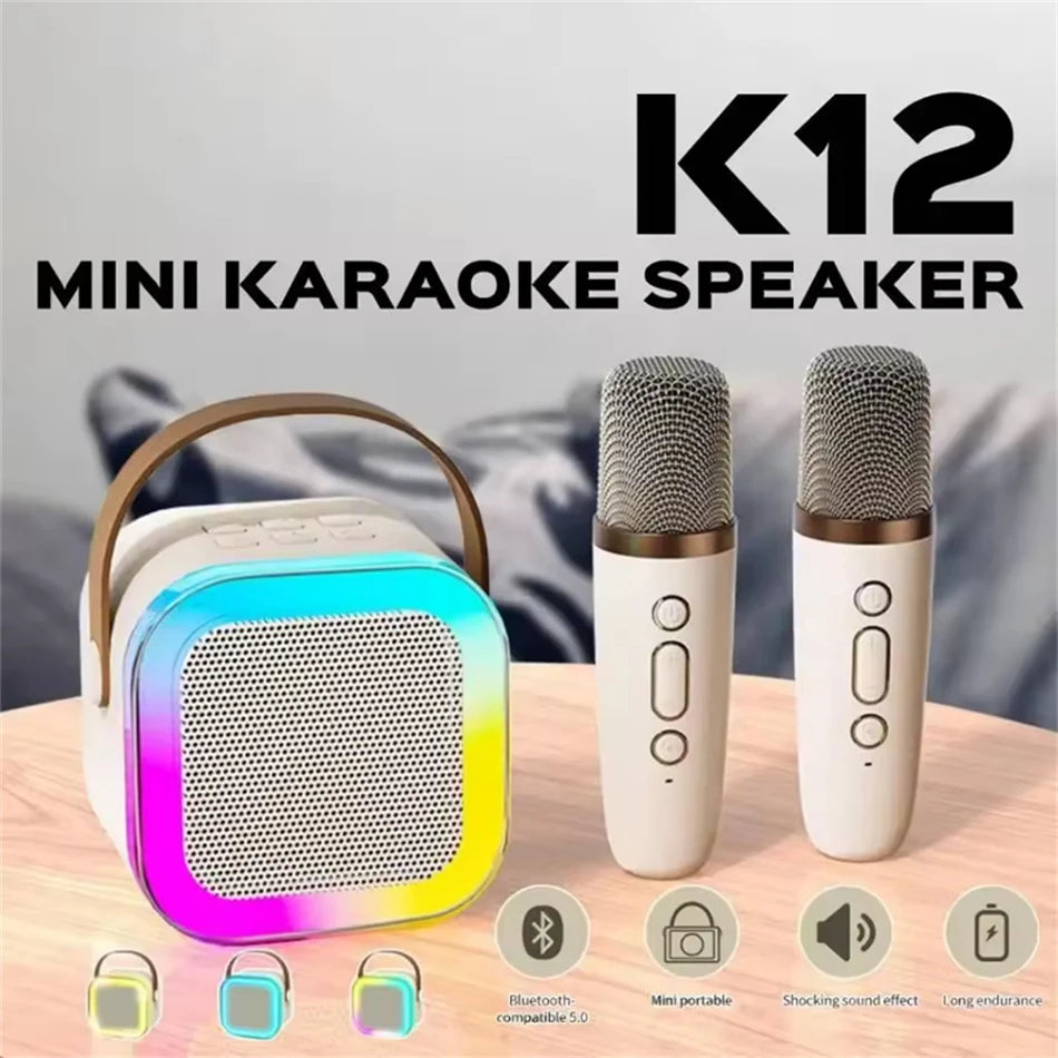 New Hot K12 Bluetooth Speaker Portable Home Cute Karaoke Mini Wireless Audio with Microphone K Song Family Singing Machine