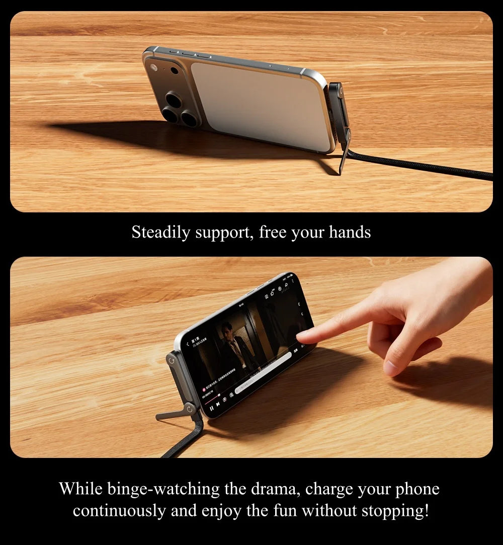 2-IN-1 Type-C Cable Foldable Mobile Phone Holder 240W Fast Charging Data Cable Multifunction Phone Charge Bracket Dual PD cable - Shoppiline