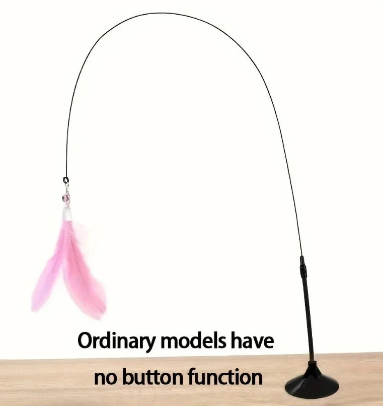 Cat Teaser Toy Interactive Bell & Feather Wand Long Suction Cup Pole for Exciting Playtime Adventures - Ultimate Cat Toy