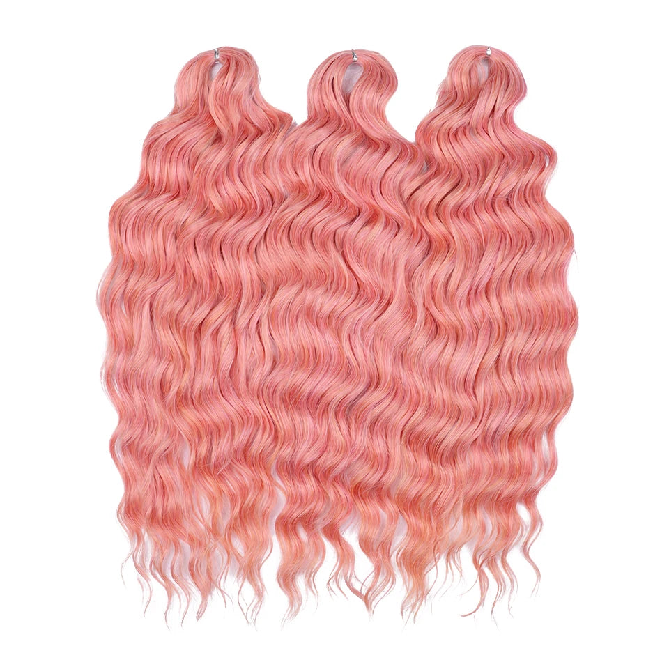 Anna Hair Extensions synthétiques de tresses Loose Deep Wave 24 pouces, cheveux tressés ondulés, cheveux bouclés torsadés au crochet Ombré Blond
