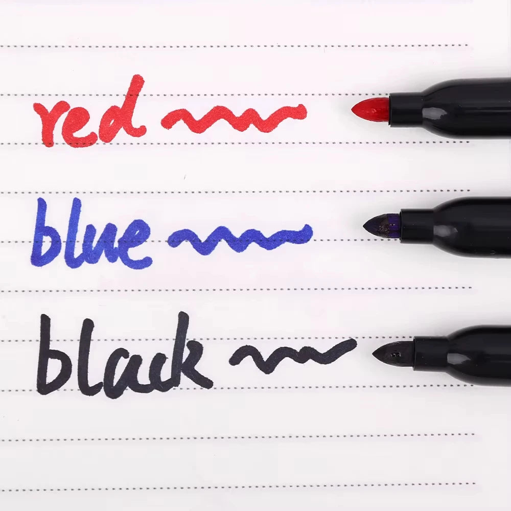 6 Marqueurs permanents pour le dessin Manga Noir Bleu Rouge Encre imperméable Stylos de croquis Fournitures scolaires d'art de papeterie
