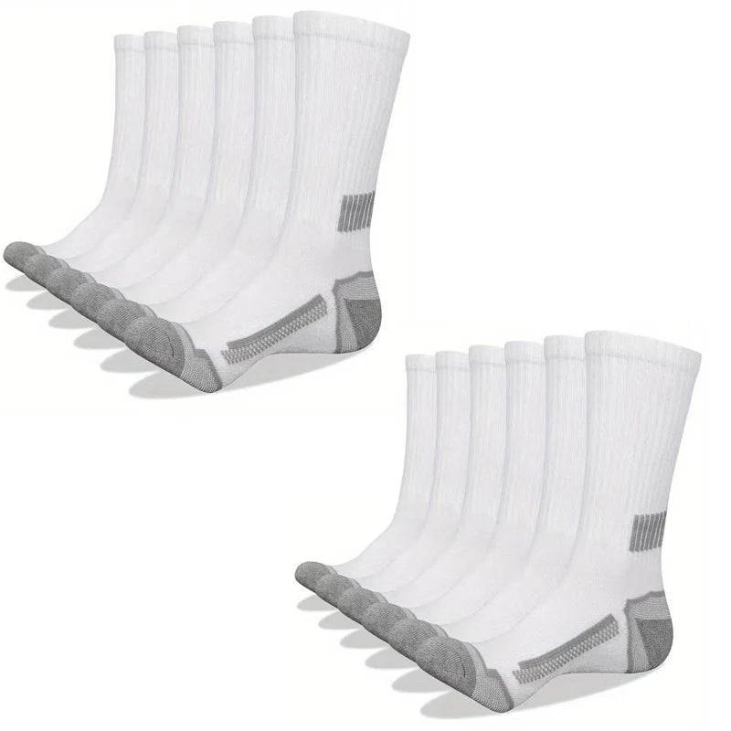 12Pairs of MEN'S Sports Socks, Sweat Absorbing, Comfortable and Breathable, Suitable for Basketball Training and Outdoor Running