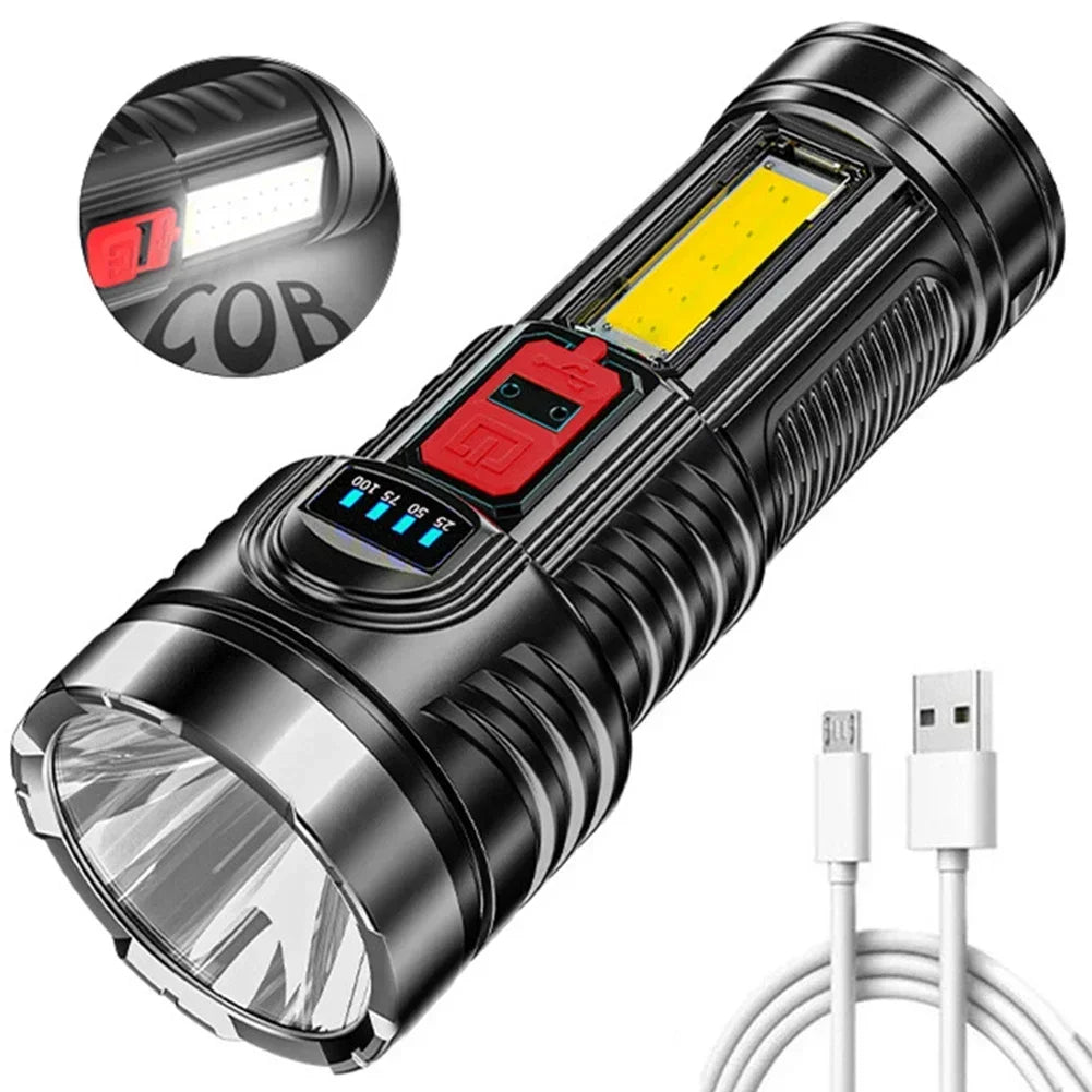 5 LED High Power Led Flashlights Rechargeable Camping Torch 5 Lighting Modes For Outdoor Camping Adventure Lamp with Side Light