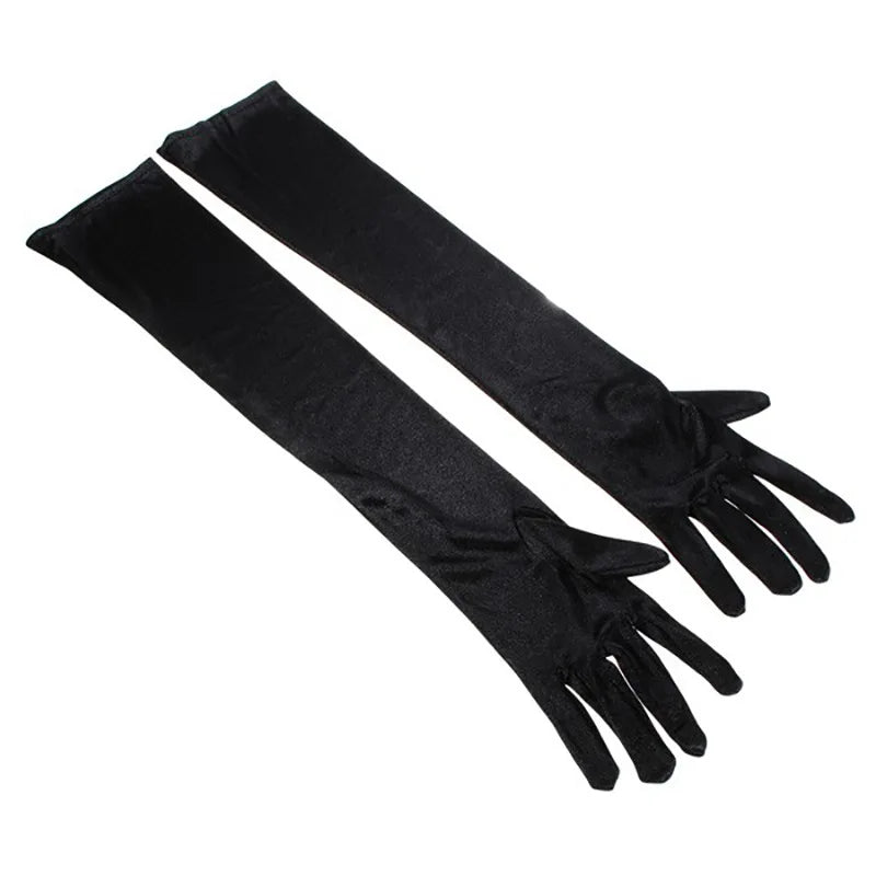Élégants Gants de Mariée Longs en Satin Blanc Ivoire pour Femmes, Gants de Soirée Opéra Bal Costumé à Doigts Complets, 1 Paire