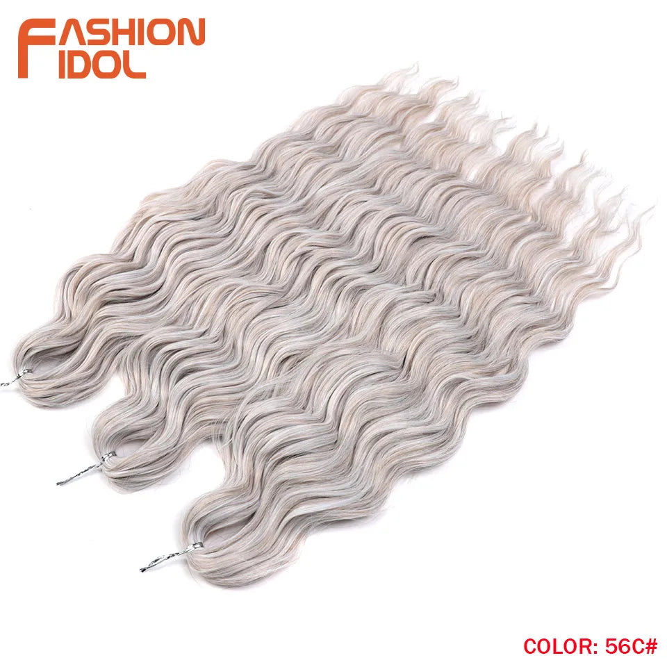 Anna Hair Extensions synthétiques de tresses Loose Deep Wave 24 pouces, cheveux tressés ondulés, cheveux bouclés torsadés au crochet Ombré Blond