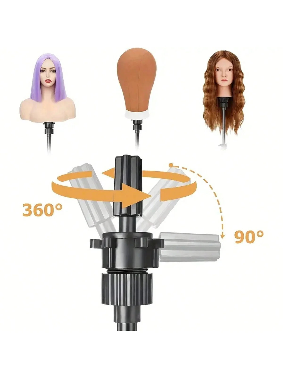 Wig Stand & 22 in Head Combination set，Canvas Wig Head Stand with Mannequin Head for Wigs Manikin Head Block Set for Wigs Making