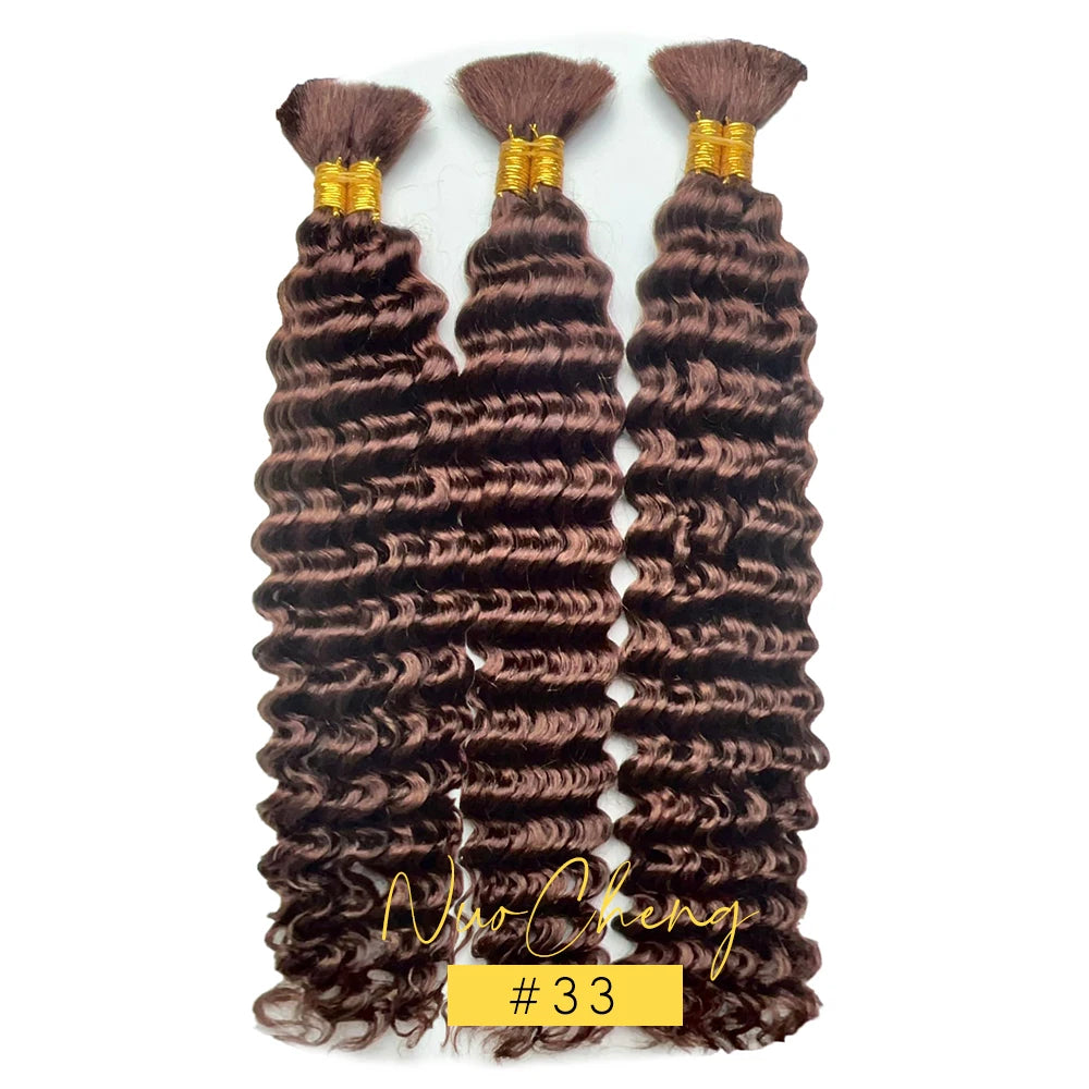 2 paquets de cheveux humains pour tresses bohèmes, 14 pouces 100G 10A, cheveux brésiliens vierges ondulés en vrac pour tresser