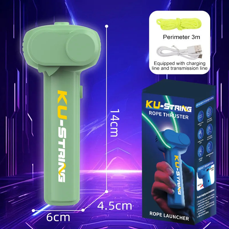 USB Rechargeable Glow String Launcher Toy Luminous Rope Shooter ABS Decompression Fidget Toy 3M Yarn for Kids Adults Party Gift