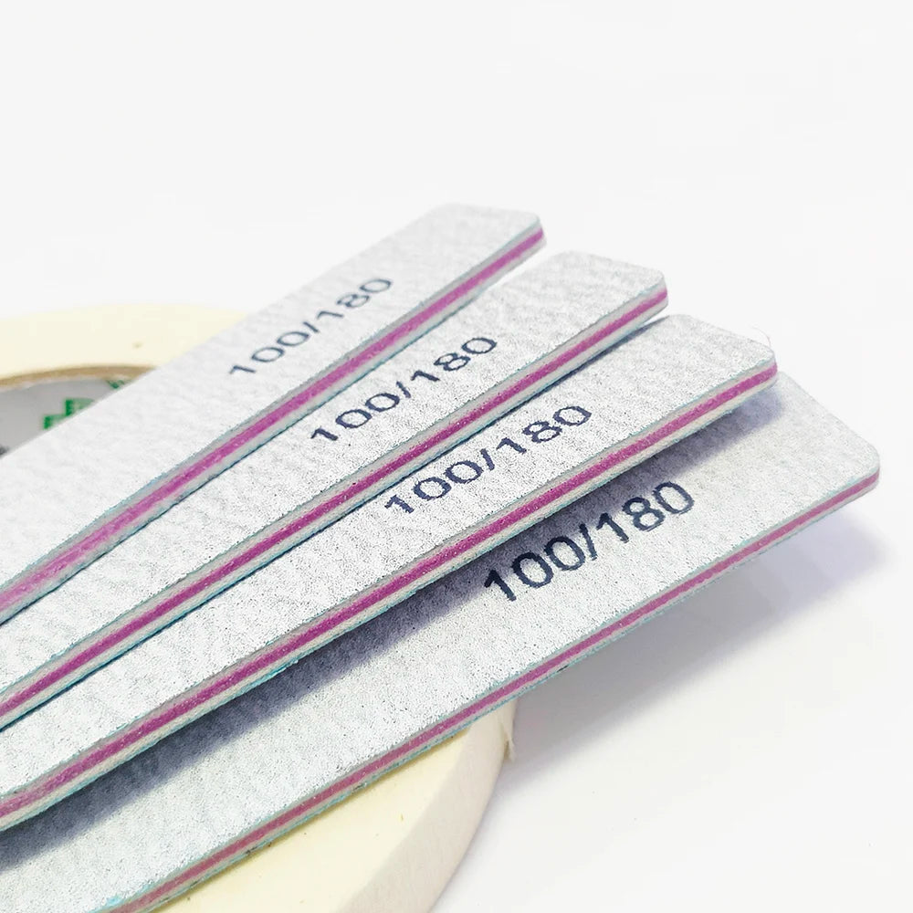 Nagelfeile Buffer 100/180 Körnung Halbmond Nagelfeilen Doppelseitiges Schmirgelpapier Nagel schleifen Gel Nagellack Maniküre-Werkzeug