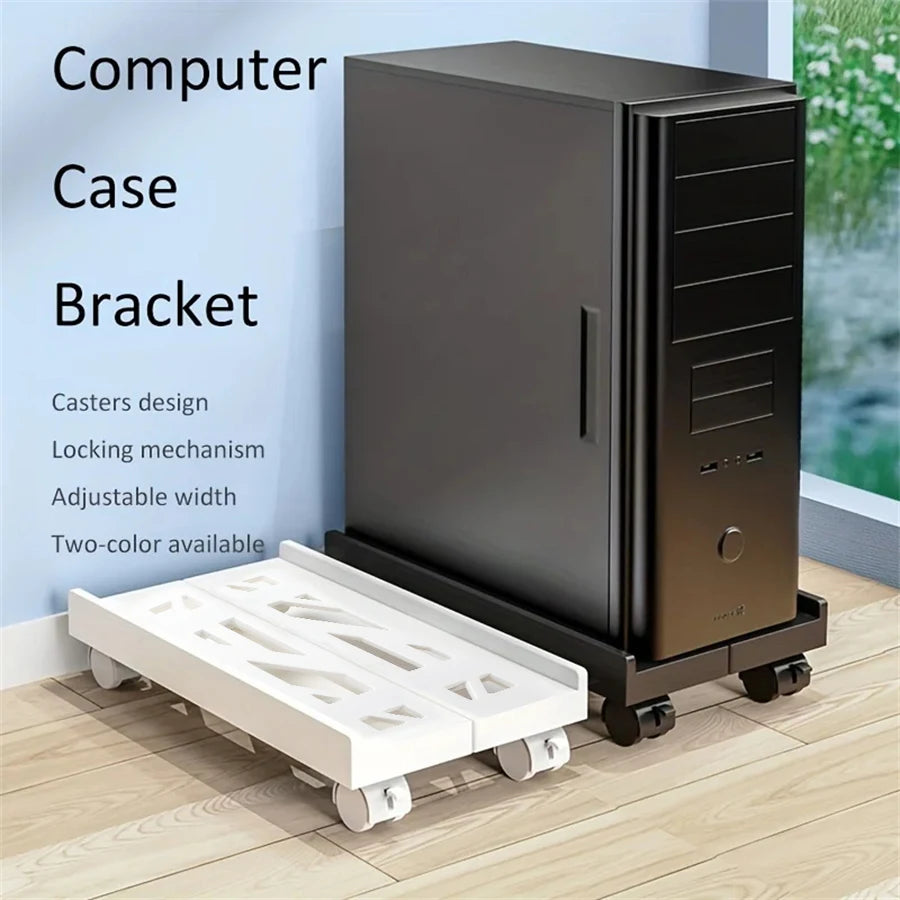 Adjustable Mobile PC Tower Stand with Wheels under Desk CPU Holder Adjustable Stable Mobile Computer Host Stand for Home Office - Shoppiline