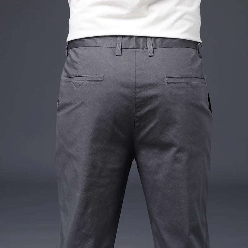 Mens Pants Cotton Casual  Stretch male trousers man long Straight High Quality 4 color Plus size pant suit  42 44 46 - Shoppiline