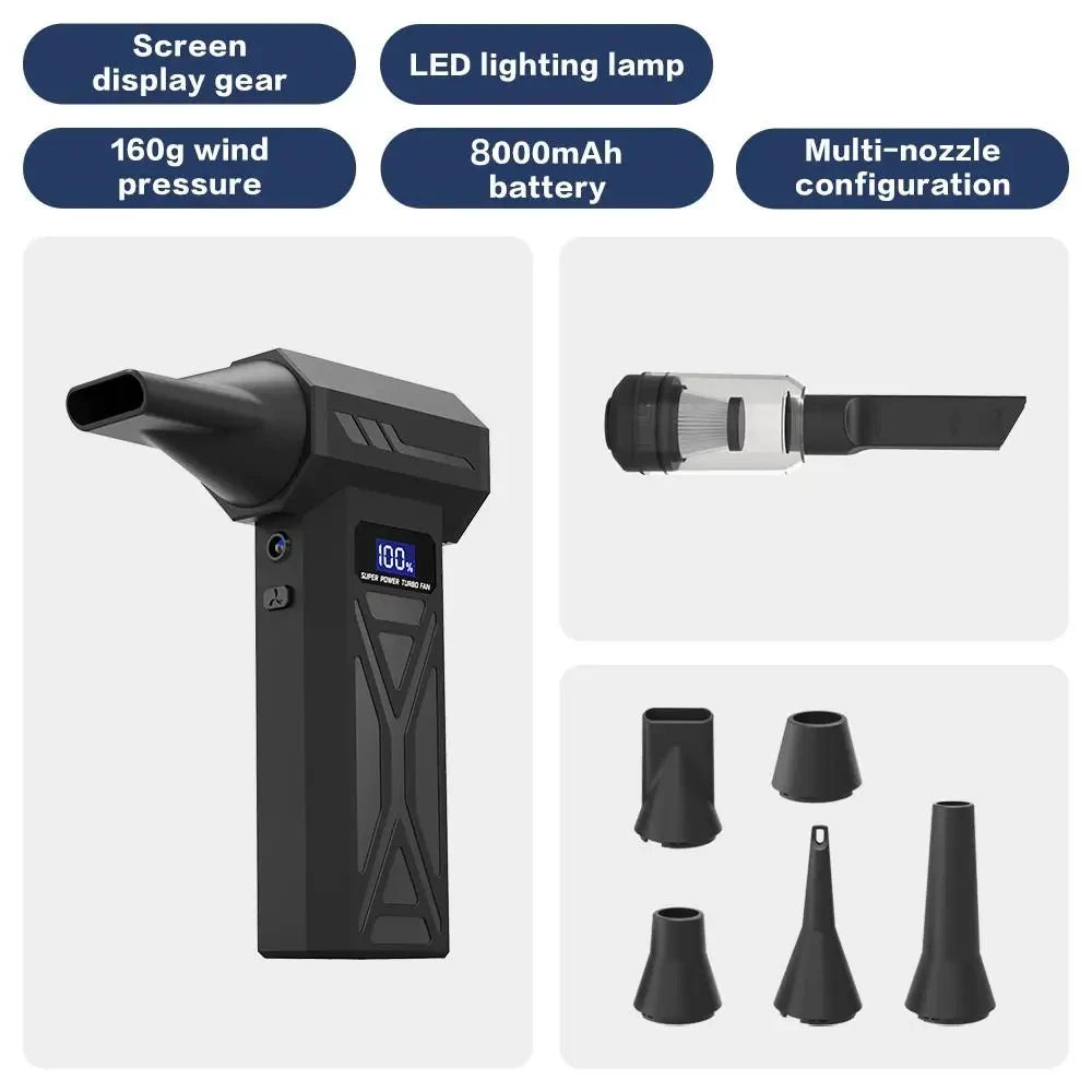Powerful Air Blower 110000Rpm 4 Gear Adjustable Turbo Jet Blower With Led Light Battery Display Cordless Compressed Air Duster - Shoppiline