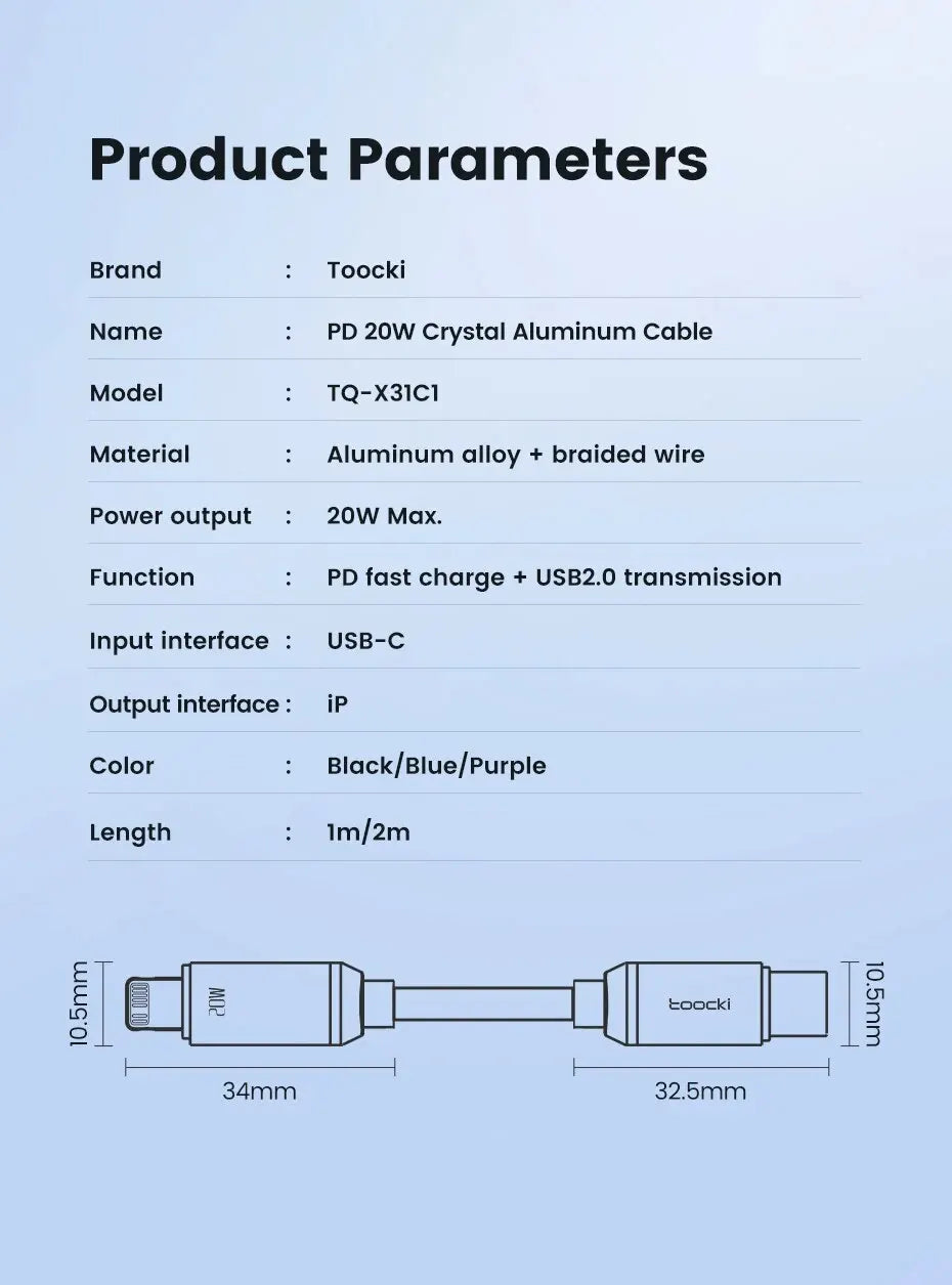 Toocki USB C to Lighting Cable for iPhone 14 13 12 11 Pro Max Mini 8 7 Plus AirPods iPad Fast Charging Type C Lightning Cable