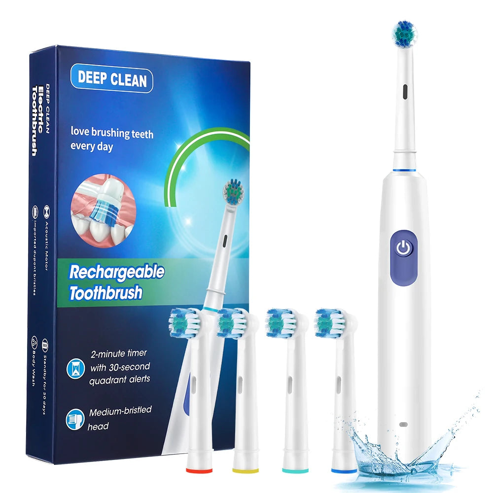 Intelligent Rotating Electric Toothbrush Rechargeable Rotary Brush Compatible with Oral B Replacement Electric Brush Heads