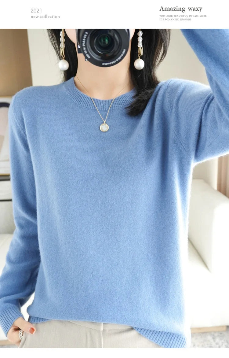 Women Sweater O-neck Autumn Winter BasicPullover Warm Casual Pulls Jumpers Korean FashionSpring Knitwear Bottoming Shirt 2026