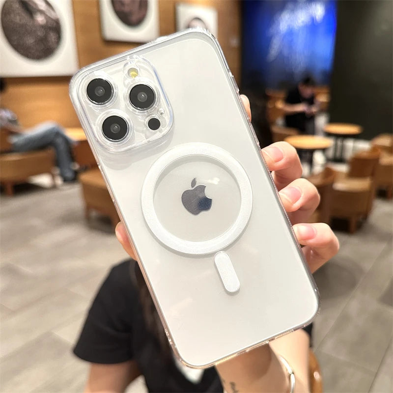 Strong Magnetic Magsafe Wireless Charging Case For iPhone 16 16E 15 14 13 12 11 Pro Max Plus Mini Hard Acrylic Silicone Cover