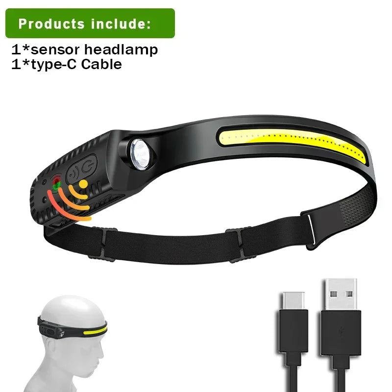 Induction LED Headlamp 1200Mah Rechargeable Waterproof Lightweight Flashlight Working Hiking Camping Running Portable Lantern