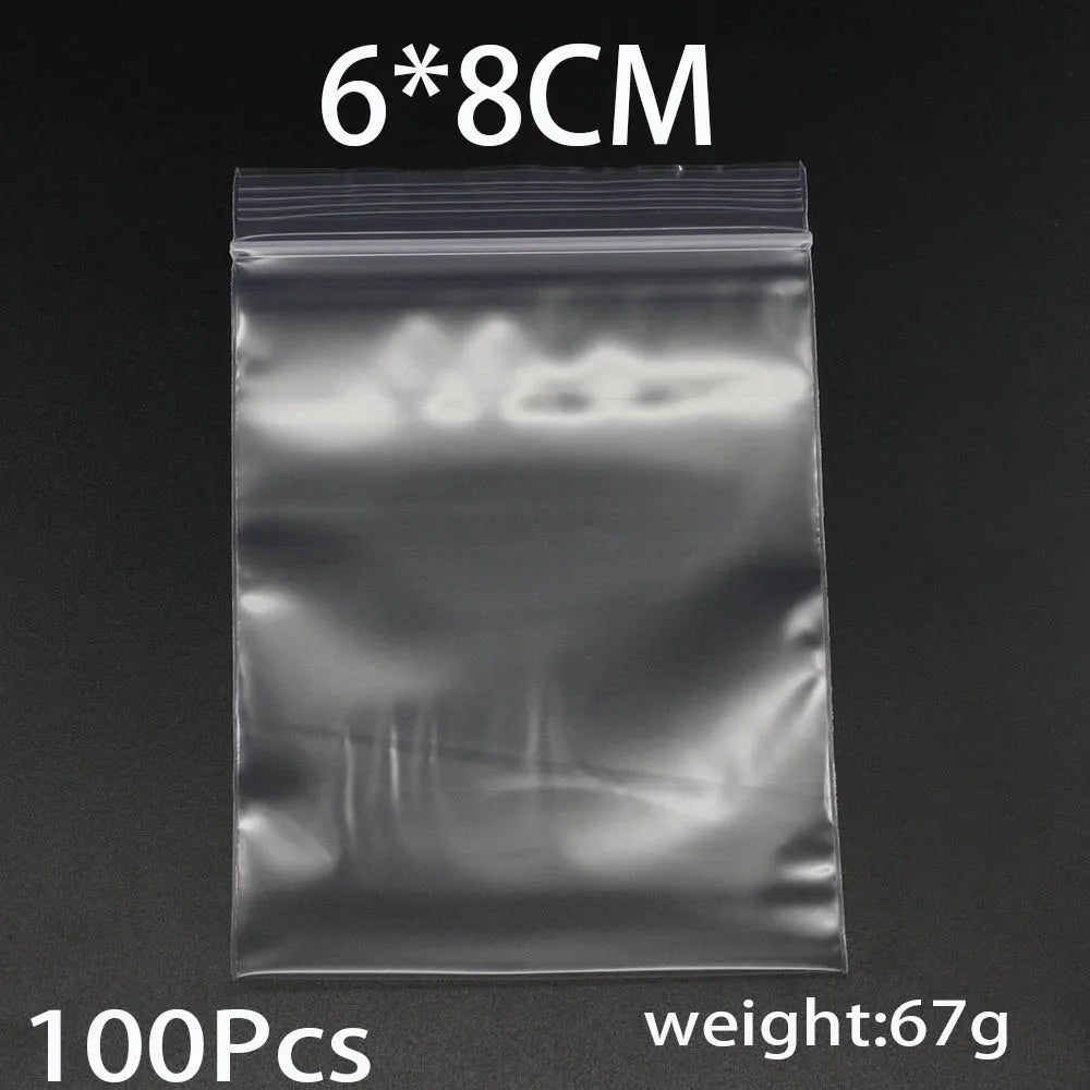 30-100pcs/bag 4*6/5*7/6*8/7*10/8*12cm Zipped Lock Reclosable Plastic Poly Clear Bags Bulk Jewelry Craft Accessory Packaging