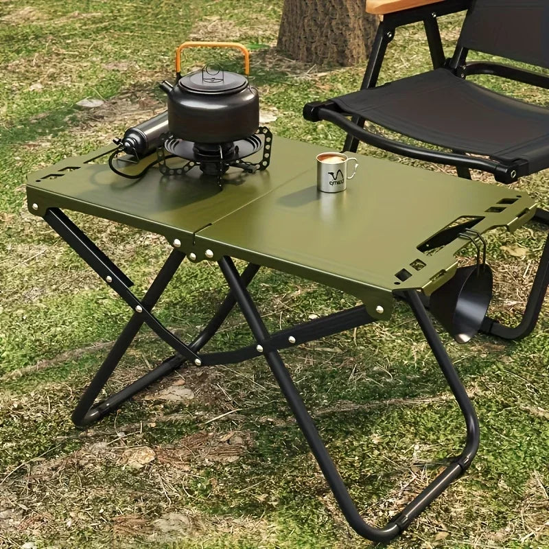 Portable Folding Camping Table,Stainless Steel Outdoor Dining Table,Compact Design for Camping,Beach, BBQ,and Hiking (Foldable)