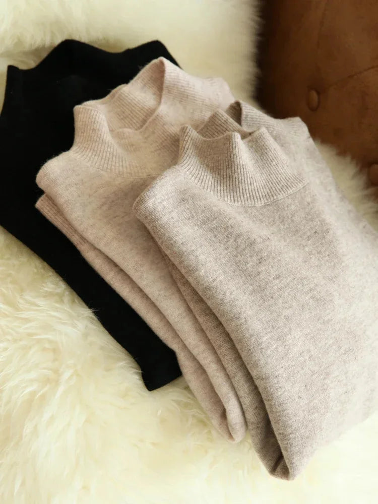 Pull-overs chic Automne-Hiver pour femmes, en tricot, col roulé, manches longues, coupe ajustée, doux et chaud, Pull Femme Top