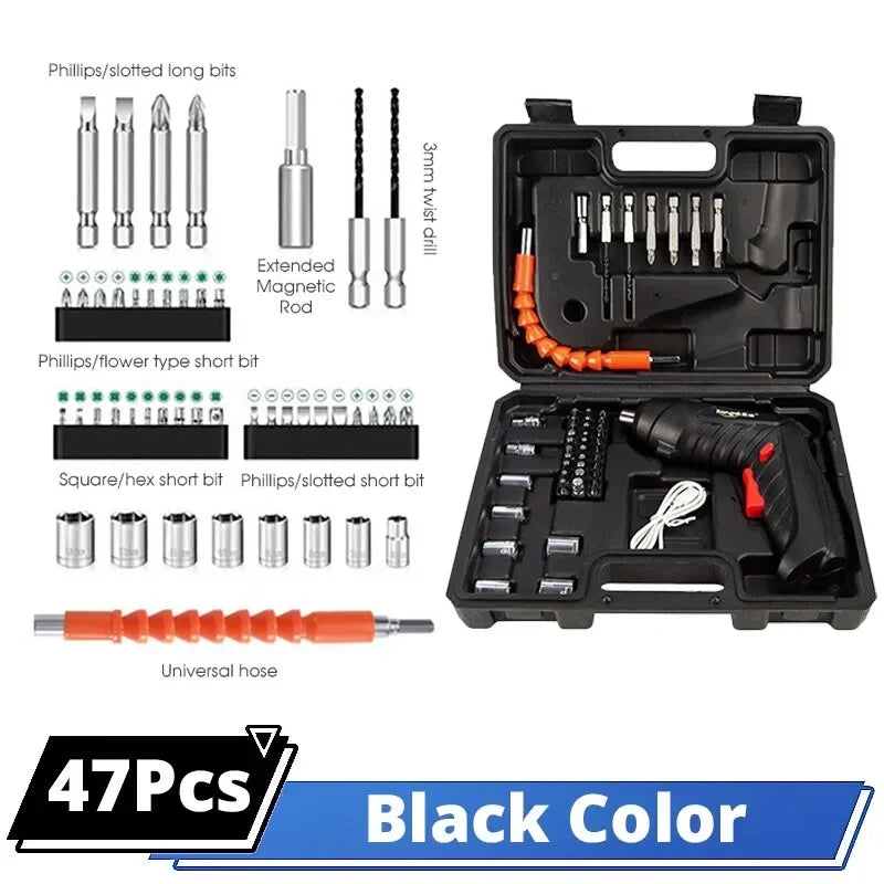 47 PCS 3.6V Electric Screwdriver Set 1800mAh Battery Powered Portable Cordless Electric Screwdriver Household Maintenance Power - Shoppiline