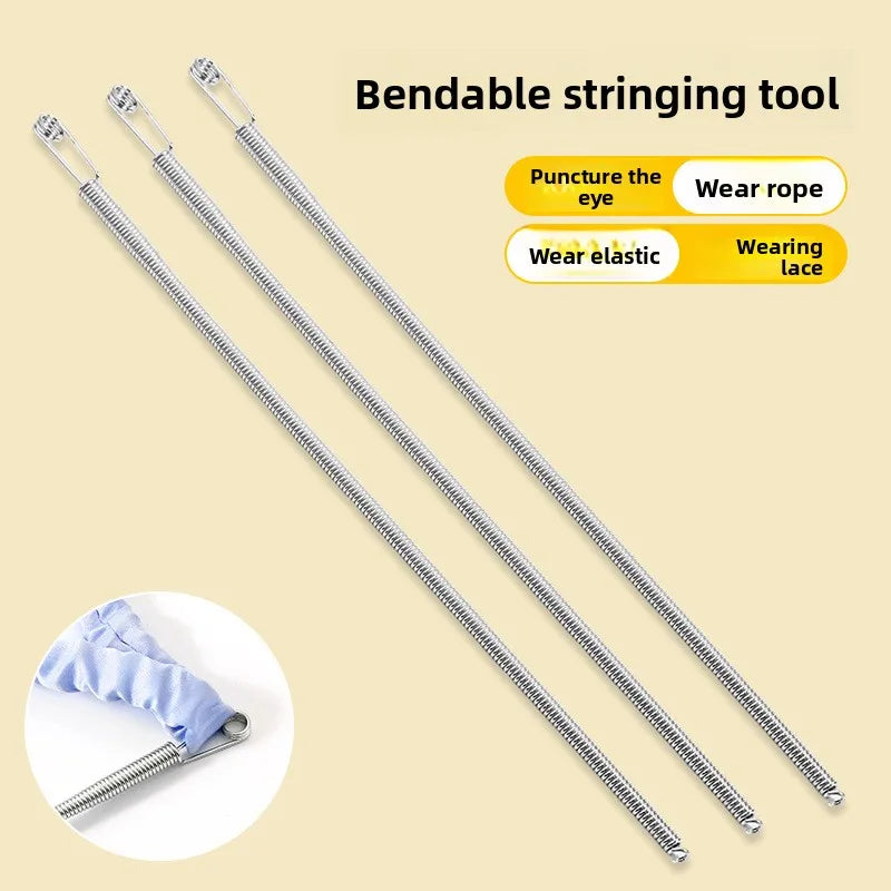 Bendable Spring Drawstring Threader Clip Pants Hoodies Elastic Band Lace Cord Flexible Drawstring Thread DIY Sewing Accessories