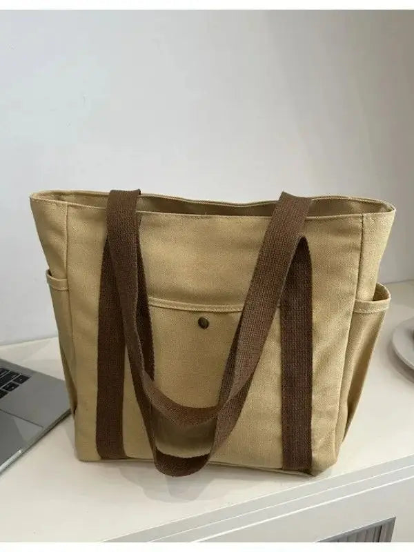 HOMEFISH Portable large-capacity canvas bag, versatile shoulder bag design, special cloth bag for students' class and daily