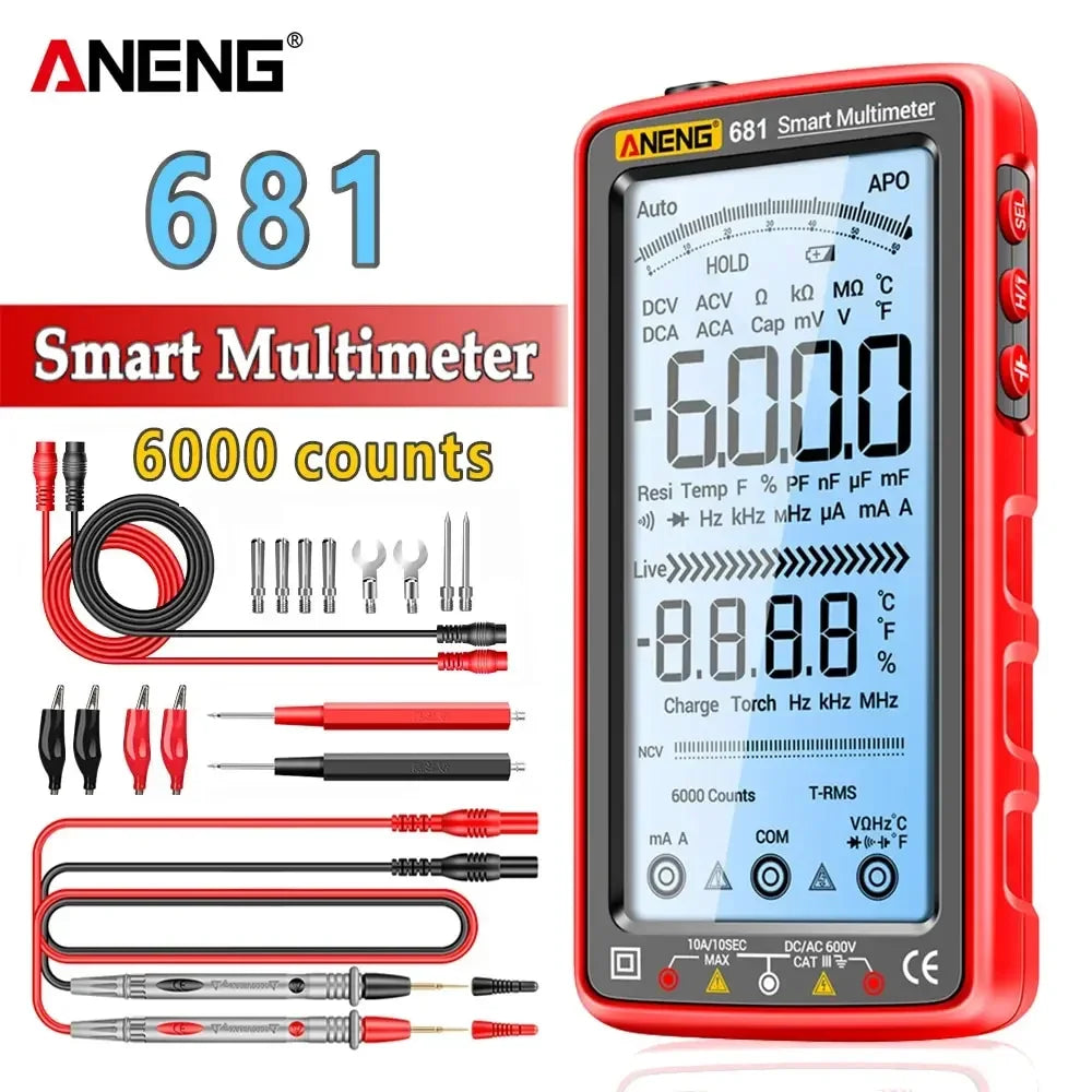 ANENG 681 Non-contact Voltage Tester AC/DC Rechargable Digital Professional MultimeterVoltage Meter LCD Screen Current Tester - Shoppiline