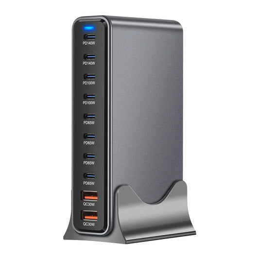 800W GaN Fast Charge 3.0 USB Type-C Quick Charger,10-Port 5C3A PD Charger for Mobile and Tablets, Portable and Convenient - Shoppiline