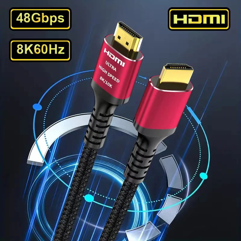 MIZIQIER long HDMI 2.1 Cables 8K60Hz 4K120Hz eARC HDCP2.3 48Gbps Ultra High Speed hdmi Braided cable for HDTV/PS5/TRX3080 3090