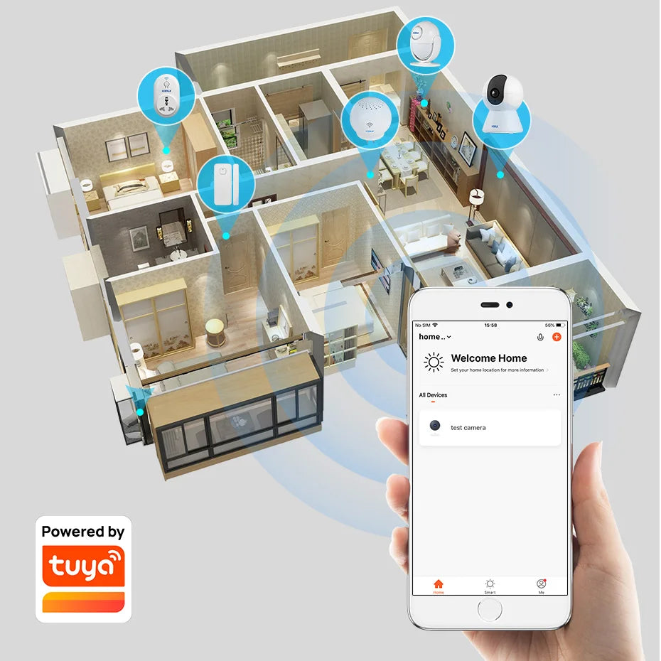 KERUI 5MP 4K WiFi IP Camera Works With Tuya Indoor Wireless Smart Home Security Human Detect Surveillance Camera Auto Tracking - Shoppiline