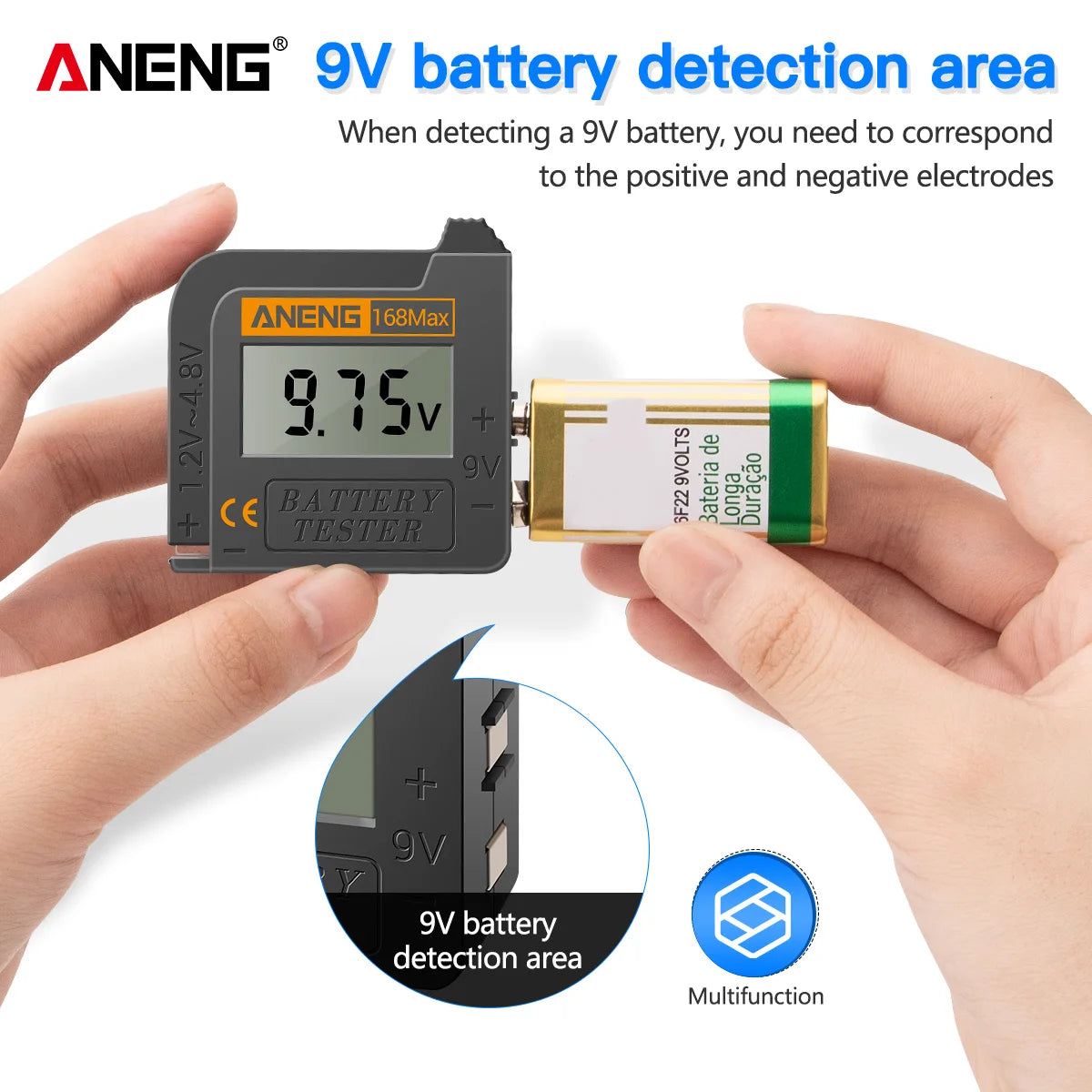 Universal Lithium Battery Tester ANENG 168Max Capacity Test Checkered Load Analyzer Check AAA AA Button Cell Home Essential Tool