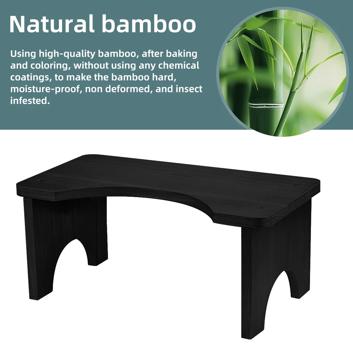 Tabouret de toilette accroupi portable en bambou robuste pour adultes, large et stable, tabouret de pot de chambre, facile à utiliser et à nettoyer, conception portable