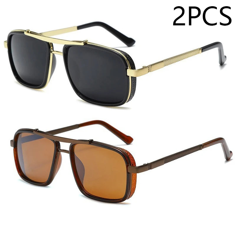 New Sunglasses Punk Sunglasses New Men's Square Uv400 Twin-beam Aviator Sunglasses