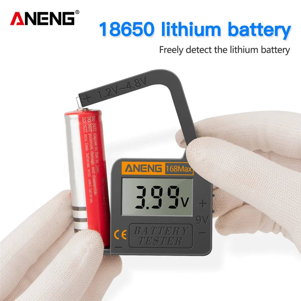 Universal Lithium Battery Tester ANENG 168Max Capacity Test Checkered Load Analyzer Check AAA AA Button Cell Home Essential Tool