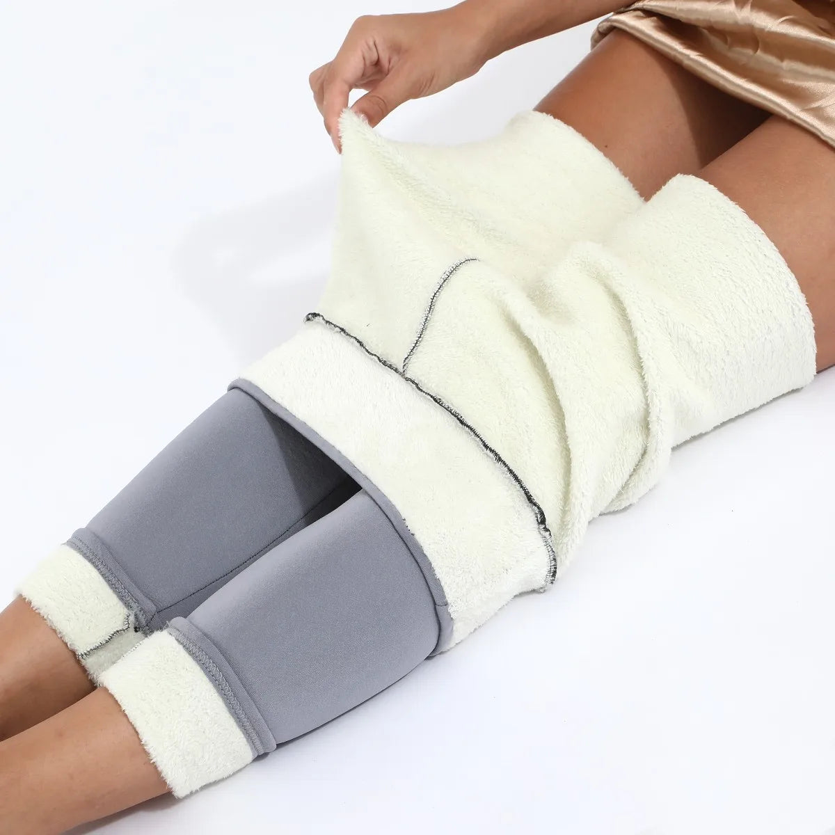 Damen-Lammfleece-Leggings, nahtlos, hohe Taille, dicke Thermoleggings, modische, warme Winter-Damenstrumpfhose, isolierte Hose