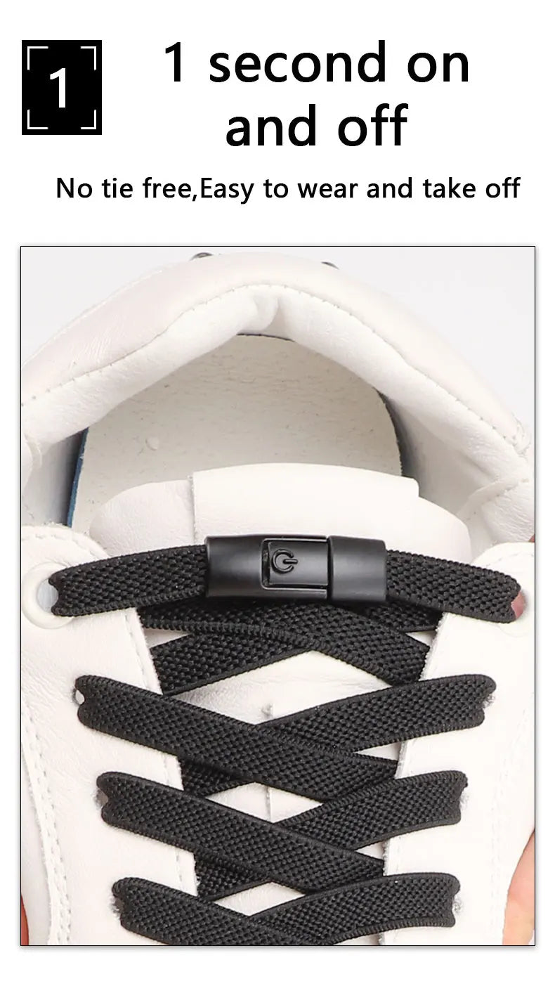 Colorful Press Lock Shoelaces without ties Elastic Laces Sneaker 8MM Widened Flats No Tie Shoe laces Kids Adult Shoelace Shoes